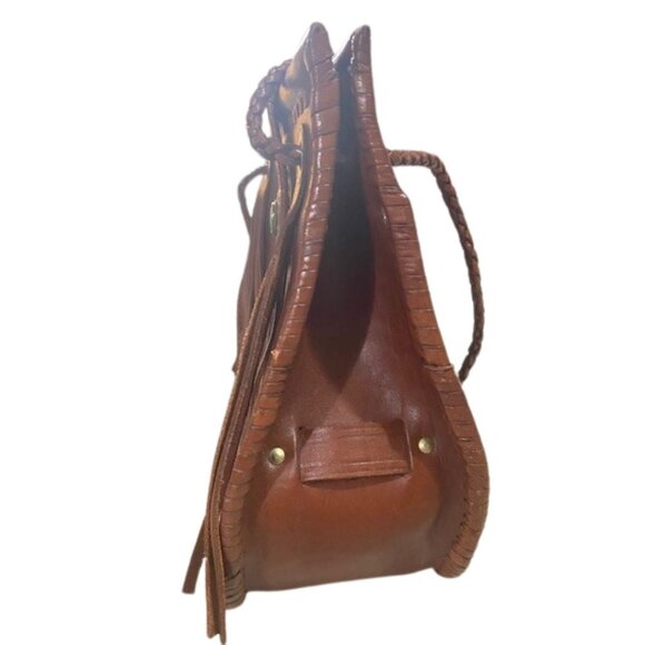 Western Leather Purse with Turquoise Stone, Vintage, Handmade, Four Wind West - Picture 6 of 12